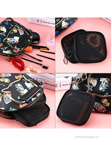 4 Pieces Mesh Travel Toiletry Bag Mesh Zipper Pouch Makeup Bag Cosmetic Bag Portable Travel Toiletry Pouch with Zipper for Daily Toiletries Accessories Purse Bag Black
