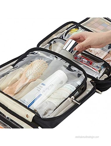FINDCOZY Toiletry Bag Travel Bag with Hanging Hook Cosmetic Bag Travel Makeup Organizer for Women Black