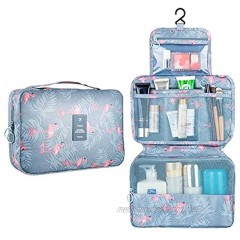 Hanging Travel Toiletry Bag Blibly Makeup Cosmetic Organizer Bag for Woman and Girls Bathroom and Shower Organizer Bag Waterproof 10.6x7.3x3.3 inch Light BlueFlamingo