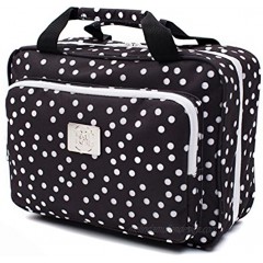 Large Hanging Toiletry Cosmetic Bag For Women XL Hanging Travel Toiletry And Makeup Organizer Bag With Many Pockets black polka dot