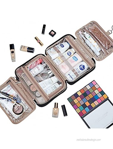 NISHEL Hanging Travel Toiletry Bag Visible Makeup Organizer Makeup Case for Travel Accessories Bathroom Shower Black