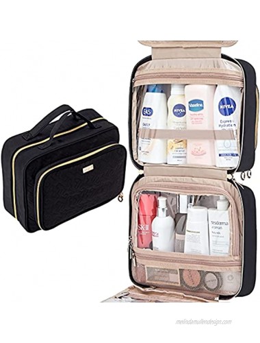 NISHEL Hanging Travel Toiletry Bag Visible Makeup Organizer Makeup Case for Travel Accessories Bathroom Shower Black