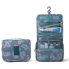 Sechunk Waterproof Travel Toiletry Bags Hanging Multi-function Cosmetic Bag Makeup Bag for Women blueFlamingo