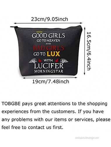 TOBGBE Lucifer TV Show Gift Lucifer Nightclub Makeup Bag Lucifer Fans Gift Lucifer TV Show Inspired Gift Lucifer TV Show Merchandise Lucifer Morningstar Gift LUX Girl