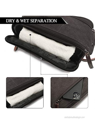 Toiletry Bag for Men and Women Large Travel Toiletry Organizer Dopp Kit Waterproof Canvas Leather Shaving Bag for Travel Accessories Grey