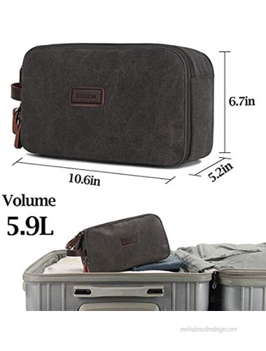 Toiletry Bag for Men and Women Large Travel Toiletry Organizer Dopp Kit Waterproof Canvas Leather Shaving Bag for Travel Accessories Grey
