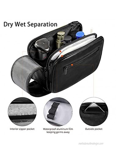 Toiletry Bag for Men Travel Organizer Dopp Kit Waterproof Shaving Bag for Toiletries Accessories Black