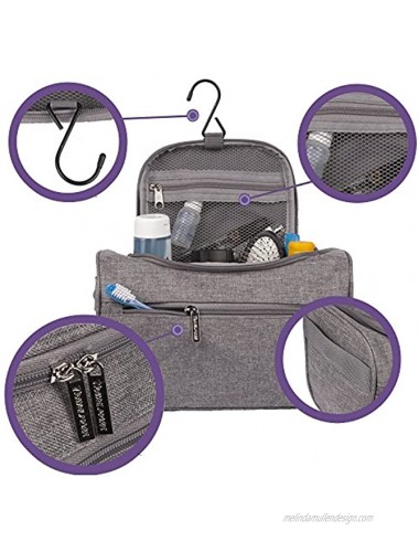 TravelMore Hanging Travel Toiletry Bag Organizer & Medicine Bag Bathroom Hygiene Dopp Kit with Hook for Traveling Accessories Toiletries Bathroom Shaving & Makeup for Men and Woman Gray