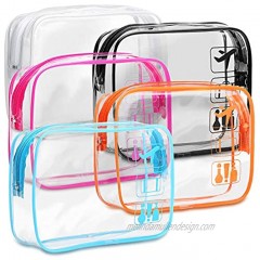 TSA Approved Toiletry Bag F-color 5 Pack Clear Toiletry Bags Quart Size Travel Bag Clear Cosmetic Makeup Bags for Women Men Carry on Airport Airline Compliant Bag Black White Blue Orange Rose Red