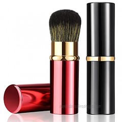 2 Pieces Retractable Kabuki Makeup Brushes Blush Powder Brush Small Travel Makeup Brushes with Cover Makeup Tool for Loose Powder Contouring Cream or Liquid Cosmetics