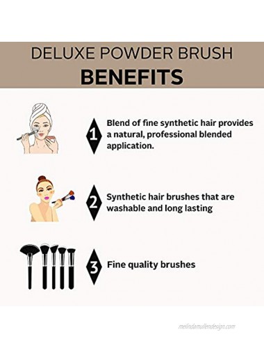 Large Makeup Powder Brush Perfect Blending Buffing and Smooth Even Coverage For Foundation Blush Bronzer and Loose Powder Washable Made In USA- Herbiar