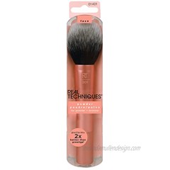 Real Techniques Cruelty Free Powder Brush with Ultra Plush Custom Cut Synthetic Bristles and Extended Aluminum Ferrules to Build Coverage