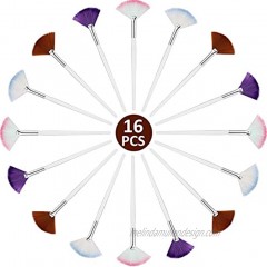 16 Pieces Fan Mask Brush Fan Applicator Long Handle Makeup Brush Facial Brushes Cosmetic Tools 4 Colors