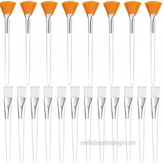 20 Pieces Mask Brushes Set Face Fan Facial Brushes Soft Fan Tools for Cosmetic Tools Include 8 Pieces Fan-Shaped Head and 12 Pieces Flat Heads Brushes