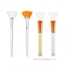Fan Brushes Silicone Brushes for Facials 4 Pcs Face Mask Applicator Brushes Makeup Skin Care Tools for Glycolic Peel Mud Mask Cosmetic