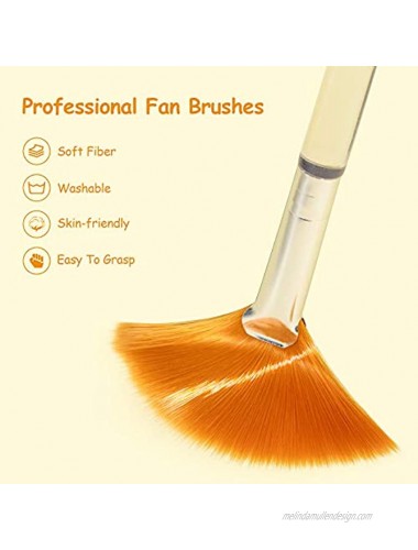 RONRONS 12 Pieces Fan Mask Brush Professional Facial Mask Brushes Synthetic Bristles Applicator with Clear Handle Makeup Paint Cosmetic Apply Tools for Mud Mask Blush Serum Cleaning Sleep Mask