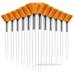 RONRONS 12 Pieces Fan Mask Brush Professional Facial Mask Brushes Synthetic Bristles Applicator with Clear Handle Makeup Paint Cosmetic Apply Tools for Mud Mask Blush Serum Cleaning Sleep Mask