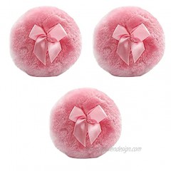 3 PCS Large Powder Puff 4 Inch Velour Body Powder Puff Round Fluffy Powder Puffs Ultra Soft Body Puff Washable for Loose Body Powder Face Powder Baby Powder Makeup Cosmetic with Ribbon Bow