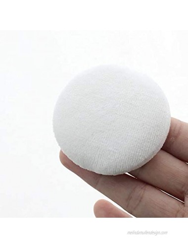 3PCS 3.15Inch Round Velour Loose Powder Puffs Cushion Pad with Ribbon Band Handle for Face Body Powder White