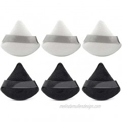 6 Pcs Triangle Powder Puff Soft Cotton Cosmetic Puff Makeup Tool with Strap for Loose Powder Body Powder Face Powder Black and White
