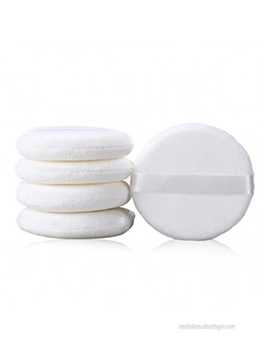 Lainrrew 5 Pcs Powder Puff 4.13 Inch Ultra-Soft Large Fluffy Body Powder Puff Washable Round Velour Puff with Ribbon Band and Case