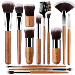 13 Bamboo Makeup Brushes Professional Set Vegan & Cruelty Free Foundation Blending Blush Powder Kabuki Brushes.