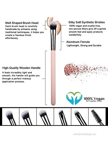 7pcs Eye Makeup Brushes Essential Pink Eyeshadow Makeup Brush Set for Eyes Blending Crease Shader Detailer Definer Eyelash Brush Make Up Brush Kit
