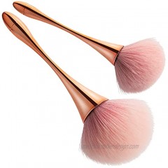 BEATURE 2 Pieces Large Mineral Powder Brushes Soft Fluffy Makeup Brushes for Foundation Blush and Highlighter Professional Makeup Set for Blending Buffing Contour Formation Rose Gold