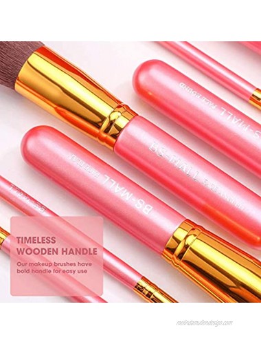 BS-MALL New 14 Pcs Makeup Brushes Premium Synthetic Kabuki Makeup Brush Set Cosmetics Foundation Blending Blush Eyeliner Face Powder Brush Makeup Brush Kitgolden Pink