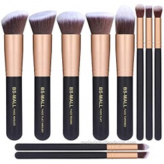 BS-MALL Premium Synthetic Kabuki Makeup Brush Kit 10 Pieces Golden Black