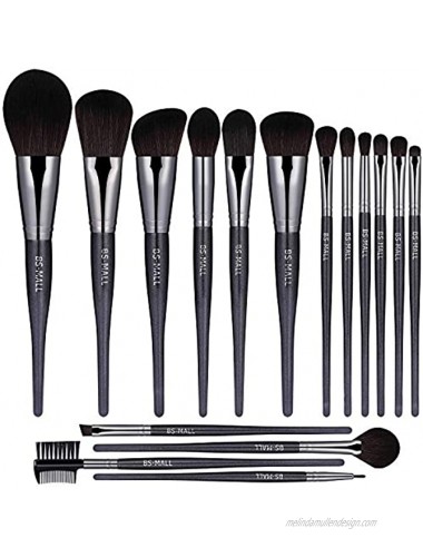 BS-MALLTM Makeup Brushes Premium Makeup Brush Set Synthetic Kabuki Cosmetics Foundation Blending Blush Eyeliner Face Powder Brush Makeup Brush Kit（16PCS，Black）