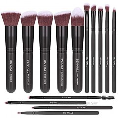 BS-MALLTM Premium 14 Pcs Synthetic Foundation Powder Concealers Eye Shadows Makeup Brush Set（Black Black