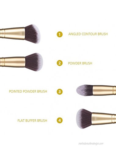 DUcare Makeup Brushes Duo End Foundation Powder Buffer and Contour Synthetic Cosmetic Tools 2Pcs Christmas Gift
