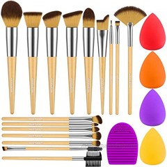 InnoGear Makeup Brushes 16 Pcs Makeup Brush Set Synthetic Professional Foundation Blusher Face Powder Concealer Countour Eye Shadow Lip Brush with 4 Makeup Sponges and Brush Cleaner