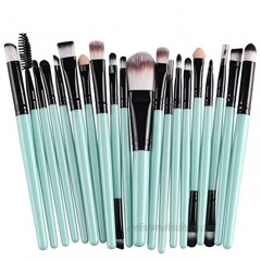 KOLIGHT 20 Pcs Pro Makeup Set Powder Foundation Eyeshadow Eyeliner Lip Cosmetic Brushes Black+Green