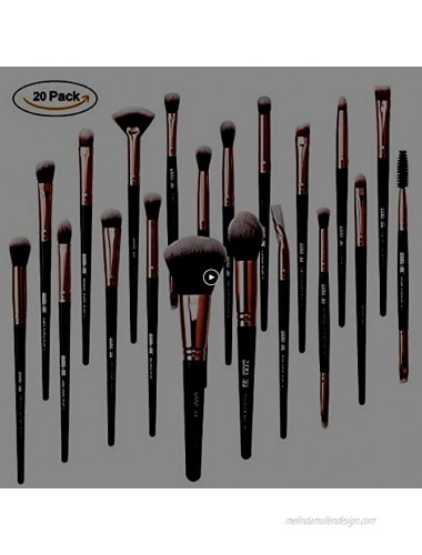 Makeup Brushes Set 20 Pcs Professional Travel Make Up Brushes Foundation Eyeshadow Blush Brush Kabuki Blending Concealers Face Powder Eye Makeup Brush Sets（Black Gold