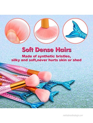Makeup Brushes Set- Cosmetic Conceler Brushes Kit Tool 12PCS Make Up Foundation Eyebrow Eyeliner Blush Concealer Brushes Pink Mermaid Colorful pink