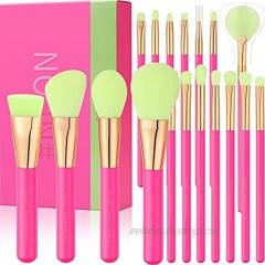 Makeup Brushes Set Docolor 18 Pcs Neon Pink Makeup Brushes Professional Synthetic Foundation Powder Blending Face Blush Highlighter Concealers Eyeshadow Brushes Cruelty-Free and Soft Easy to Clean