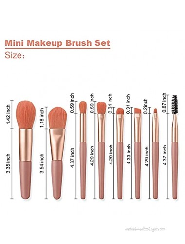 Makeup Brushes with Bag 8 Pieces Makeup Brush Set Travel Size Cosmetic Brushes Kit for Face Foundation Blush Eye Shadow Lip and Eye brow Pink