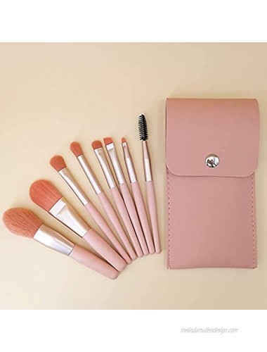 Makeup Brushes with Bag 8 Pieces Makeup Brush Set Travel Size Cosmetic Brushes Kit for Face Foundation Blush Eye Shadow Lip and Eye brow Pink