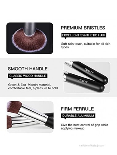 TEATTY Makeup Brush Set 16Pcs Premium Synthetic Blending Foundation Face Powder Concealers Blush Eyeshadow Makeup Brushes Tool with 4PCs Blender Sponge & 1 Brush Cleaner Black Silver
