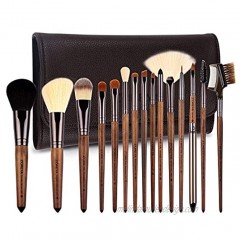 ZOREYA Makeup Brush Sets ,15pcs Unique Walnut Makeup Brushes with Nobility,Professional Premium Synthetic Foundation Powder Concealers Eye Shadows Makeup brushes Set with Perfect Vegan Leather Bag
