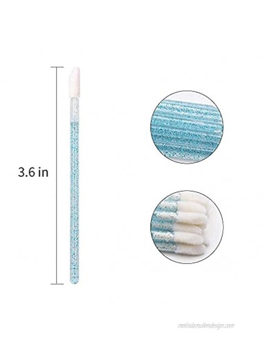 300 PCS Lip Brushes Disposable Lip Gloss Wands Lipstick Applicator Makeup Tool Crystal Blue Handle