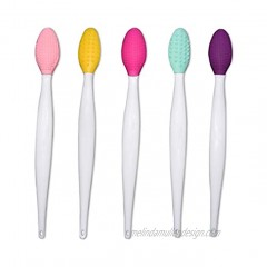 5 PCS Lip Scrubber,Silicone Exfoliating Lip Brush,Double Sided Lip Exfoliator Tool for Smoother and Fuller Lip Appearance