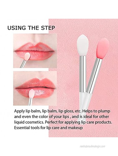 8pcs Silicone Lip Brush with 4 Anti-lost Cover Lipstick Applicator Brush for Lip Care Makeup Use