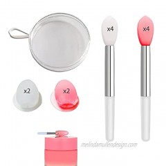 8pcs Silicone Lip Brush with 4 Anti-lost Cover Lipstick Applicator Brush for Lip Care Makeup Use