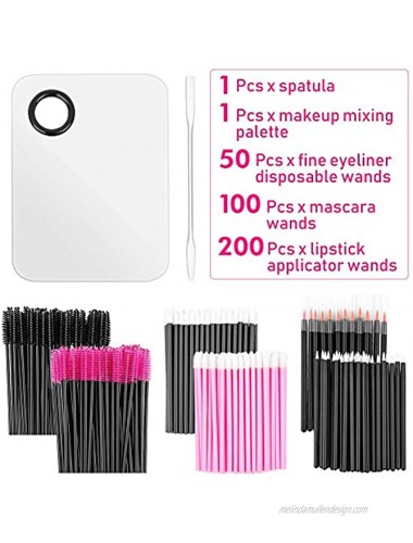 Audab Makeup Mixing Palette with 350PCS Disposable Makeup Applicators Brushes Includes Disposable Mascara Wands Lip Wands Spatula,Eyelash Brushes,Eyeliner Brushes for Makeup Artist Supplies