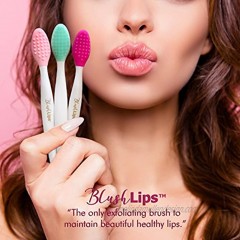 BlushLips A Double-Sided Silicone Exfoliating Soft Lip Brush Applicator Wand Tool for Plump Smoother Fuller Lip Appearance Blue