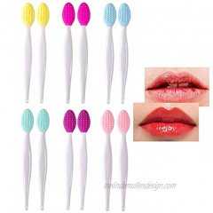 Silicone Exfoliating Lip Brush Lip Scrub Brush Lip Brush Mini Exfoliating Brush Set fine brush and large massage bead brush Beauty Tool for Smoother and Soft Lip 6 Colors12Pcs）