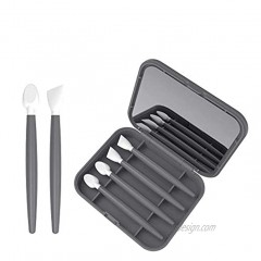 Silicone Lip Brush Makeup Eyebrow Lip Brushes With Mirror Portable 4pcs Reusable Lip Brush On The Go Applicator Perfect Makeup Tool Kits Gray